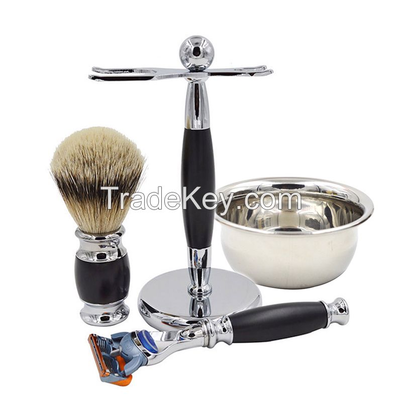 silvertip badger shaving brush set for man, stand,shaving razor,shaving bowl