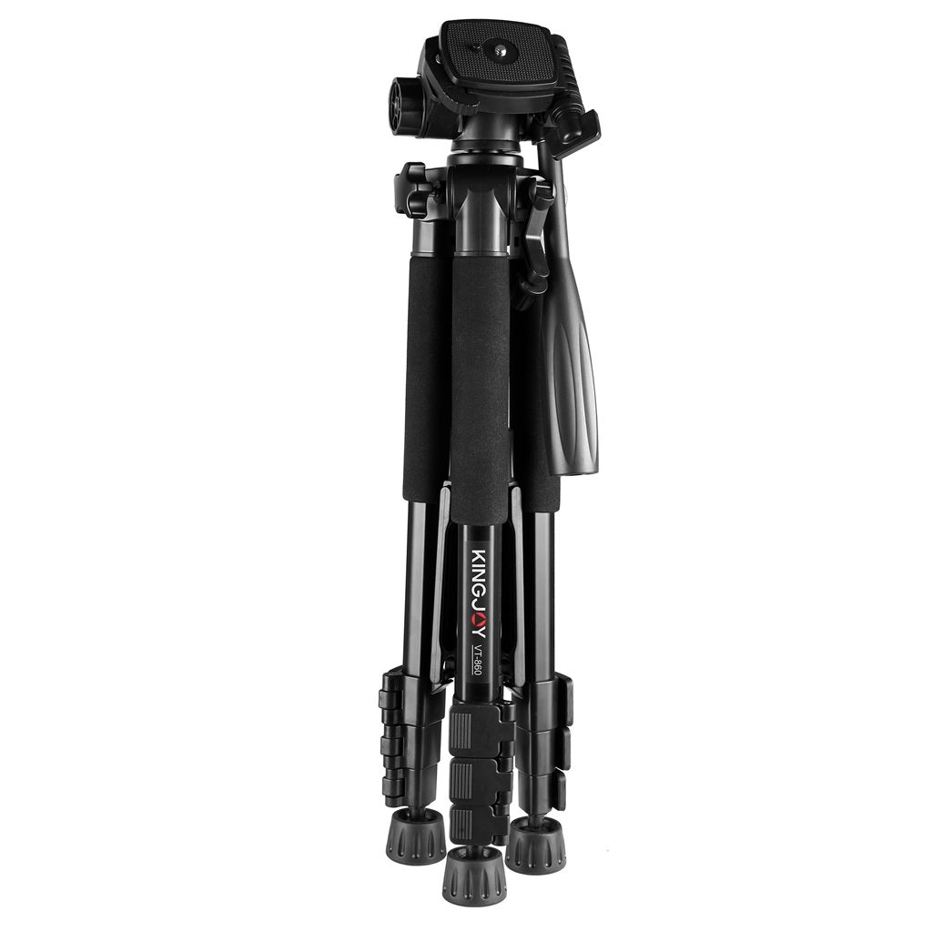 Kingjoy new released cheap 4 section aluminum lightweight video camera tripod