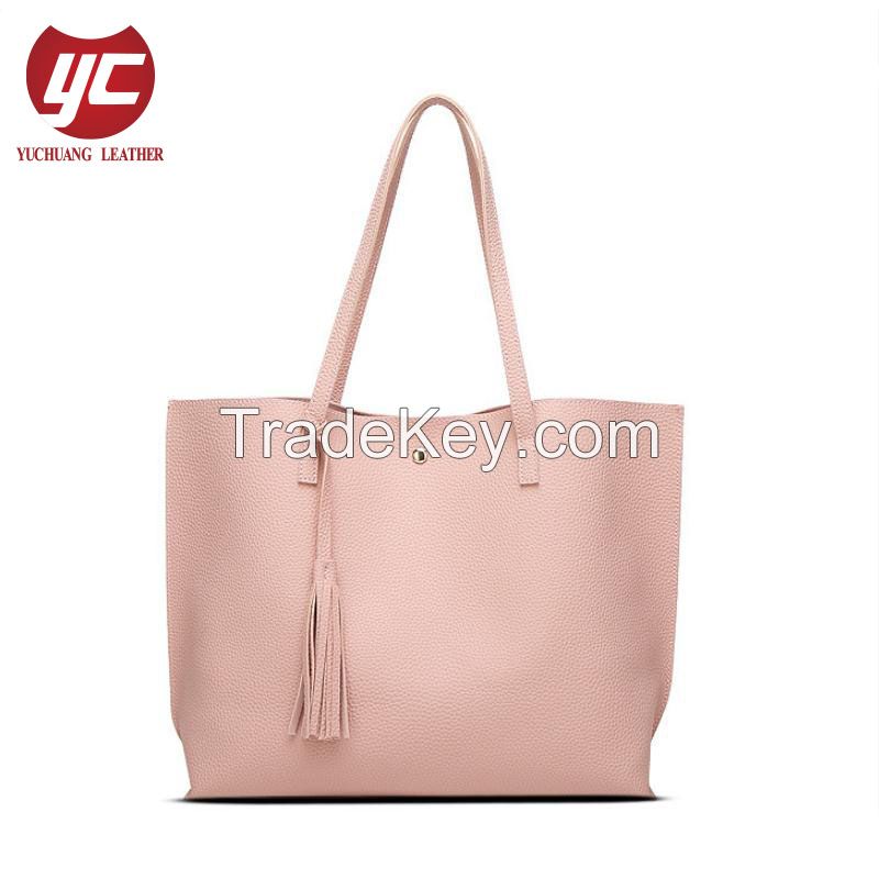 Popular Design Semi-PU Women Shopper in Low Price