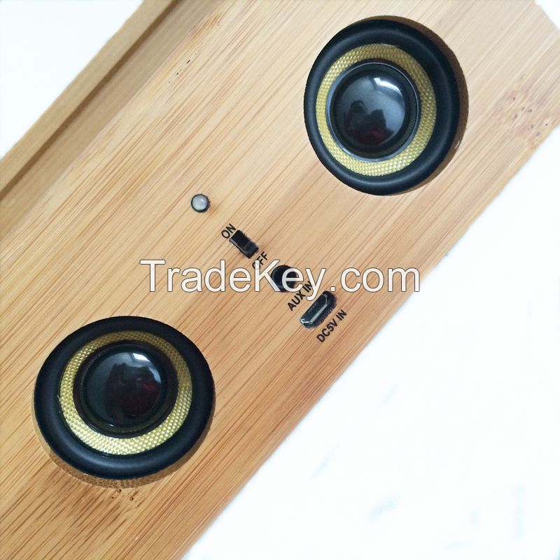 high-end wooden bamboo portable bluetooth speaker can use wireless