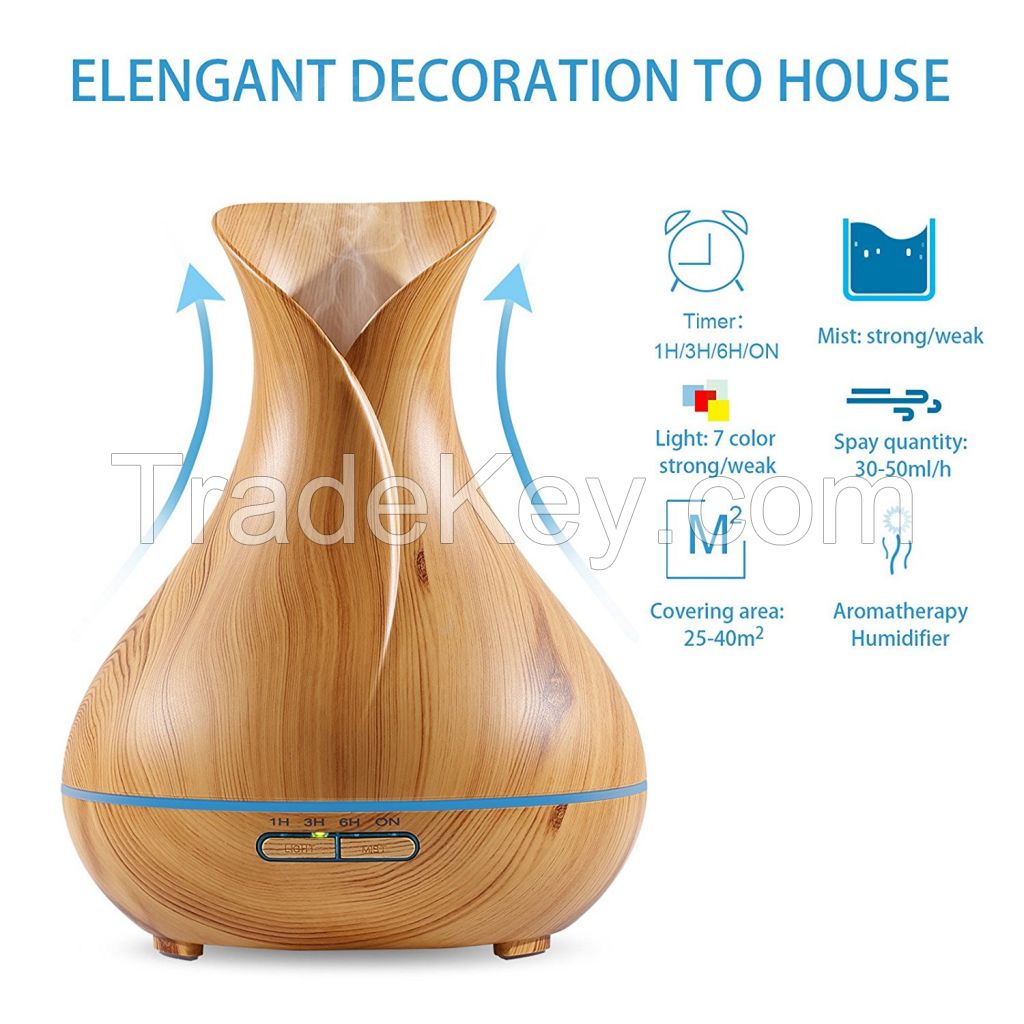 300ml Ultrasonic Easy Home Wooden Humidifier Aroma Diffuser