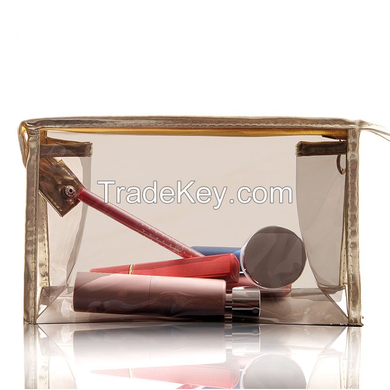 Custom Zipper Fashion Clear PVC Waterproof Women Cosmetic Bag