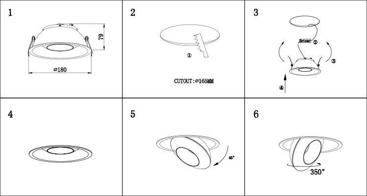 16W Aluminum Rotatable LED recessed downlight with good passive cooling system