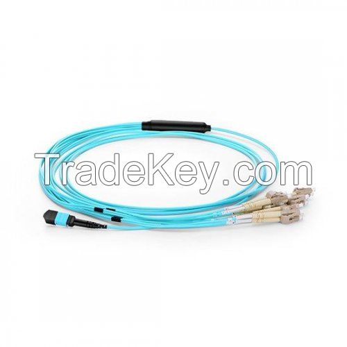 12 Fibers 10G OM3 12 Strands MPO Harness Cable 3.0mm LSZH/Riser