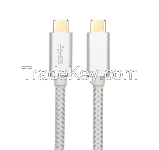 Metal Case USB 3.1 Type C Male to USB 3.1 Type C Male Cable with Fabric braided