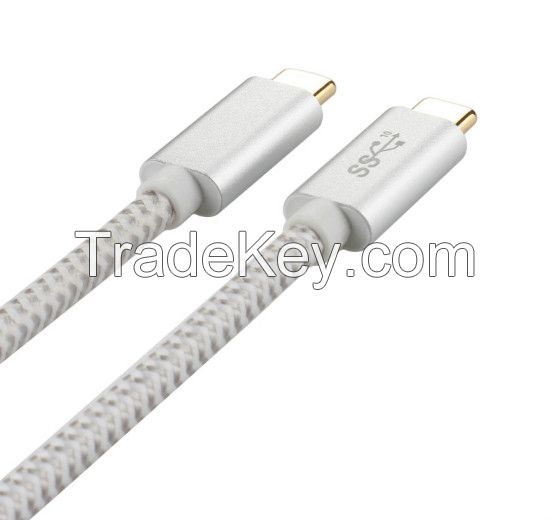 Metal Case USB 3.1 Type C Male to USB 3.1 Type C Male Cable with Fabric braided