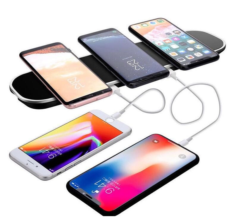 3in1 Qi Wireless Charging Pad Desktop Charger For iPhone X