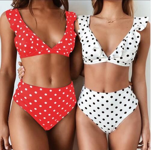 Women Sexy Bikini Set 2018 padded shoulder lotus leaf Bikinis Push Up