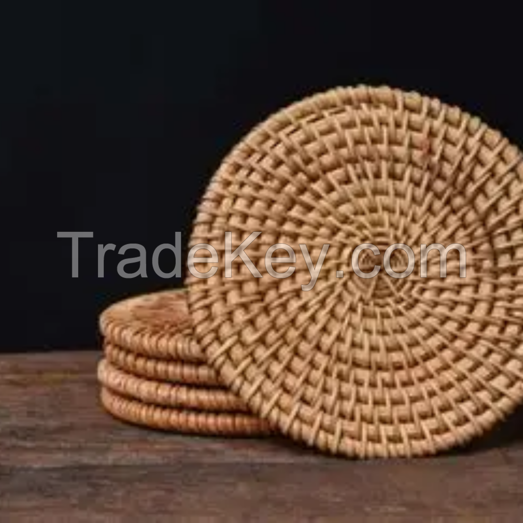 ECO COCONUT FIBER AND RATTAN COASTERS HANDMADE WHOLESALE