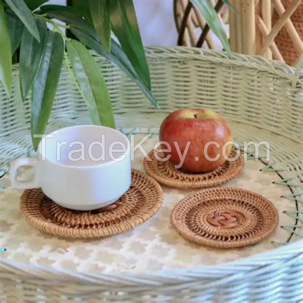 ECO COCONUT FIBER AND RATTAN COASTERS HANDMADE WHOLESALE