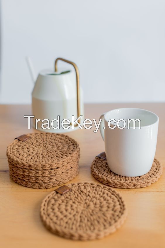 ECO COCONUT FIBER AND RATTAN COASTERS HANDMADE WHOLESALE