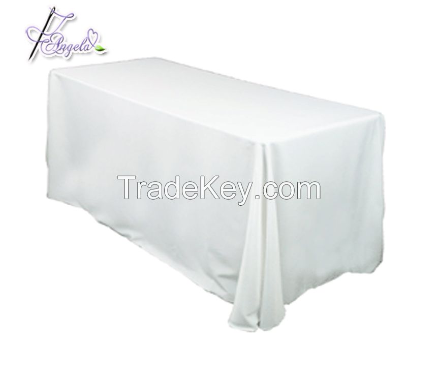 cheap basic polyester round white tablecloth iron-free seamless for wedding events