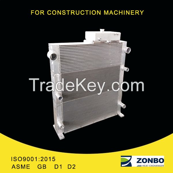 Oil cooler water cooler heat exchanger for excavator