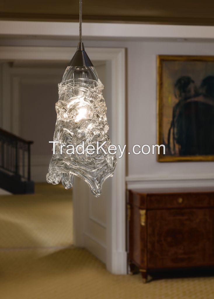 Designer handblown glass light, 1 light pendant lamp COSMIC