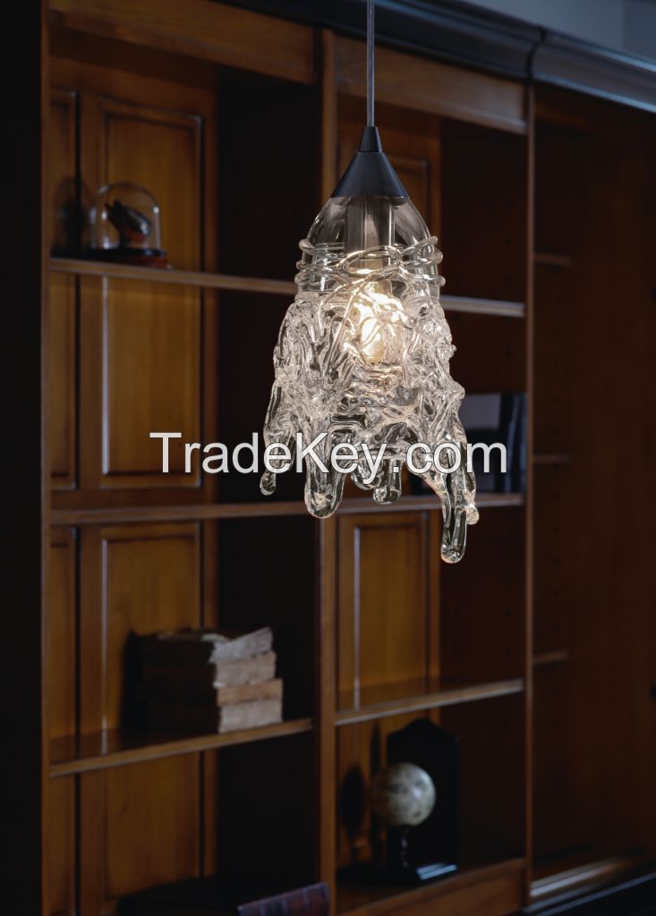 Designer handblown glass light, 1 light pendant lamp COSMIC