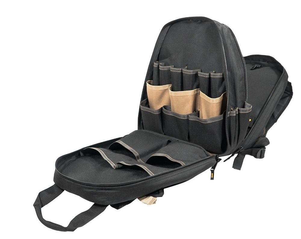 Tool Backpack with 48 Pockets and Padded Back Support