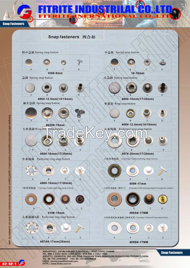 Snap Buttons, Press Buttons, Rivets, Eyelets, Grommet