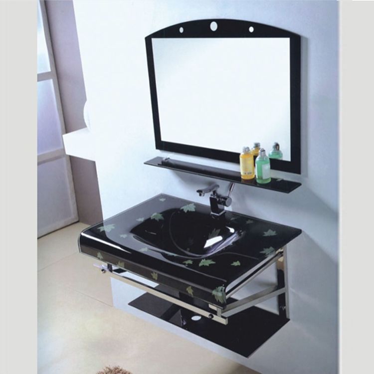 modern style black  glass basin sink