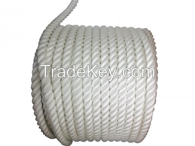 High Strength 80mm x 220m Yellow Polypropylene Mooring Rope With Splice Eyes Both Ends