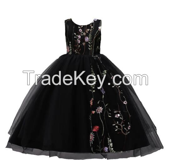 Girls Embroidery Dance Mesh Dress