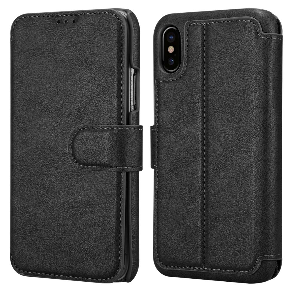 iPhone Xs Max 6.5 Inch Leather Wallet Case Flip Cover With Stand(Black Blue Orange Pink)