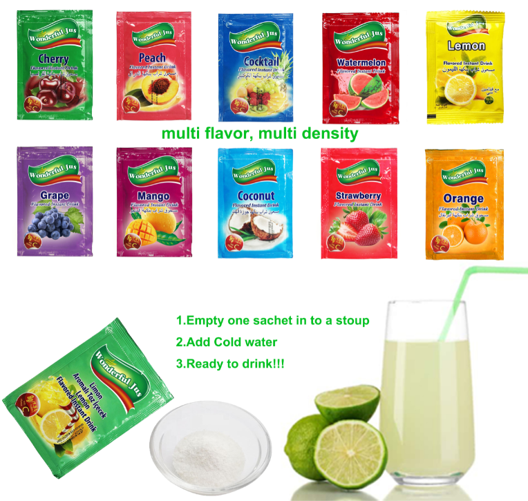 5-100g sachet Fruit Flavour Instant Powder, Grape Juice Powder Drink Making