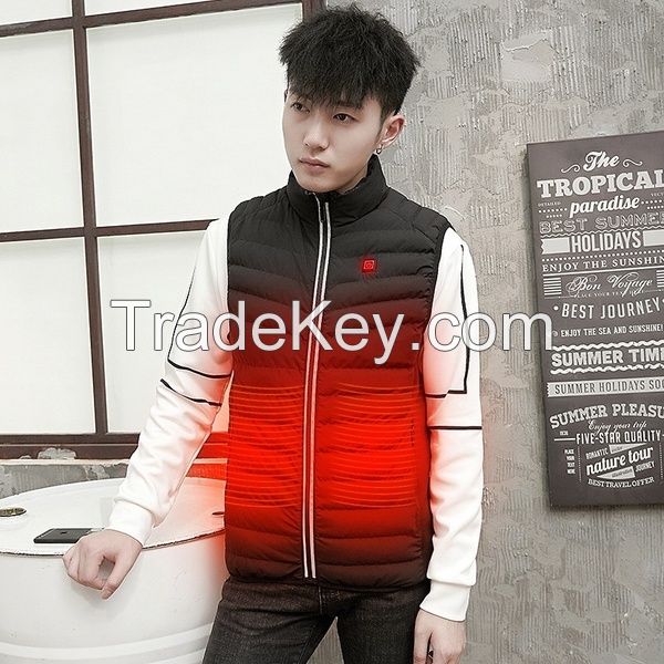 Winter Smart Charging Heating Vest Men's Cotton Collar Warm Graphene Carbon Fiber Heating Cotton Vest