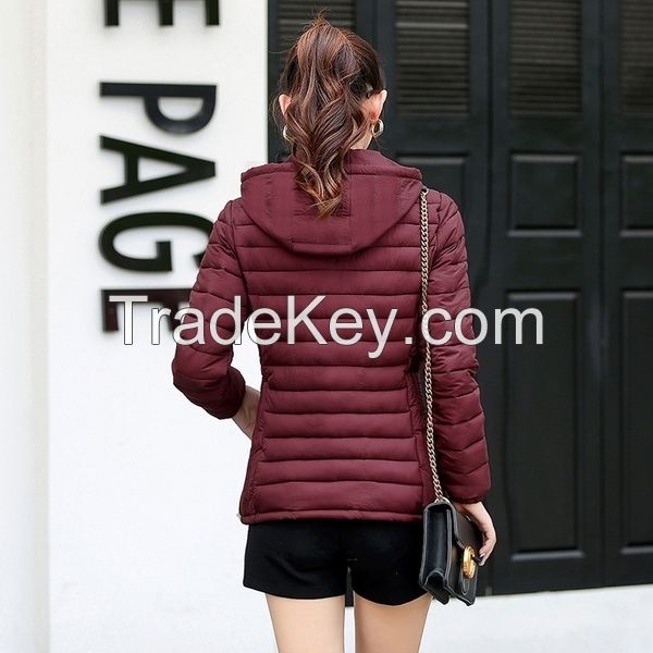 Winter New Women's Cotton Puffer Jacket Lightweight Cotton Clothing Slim Fit Hooded Puffer Jacket 