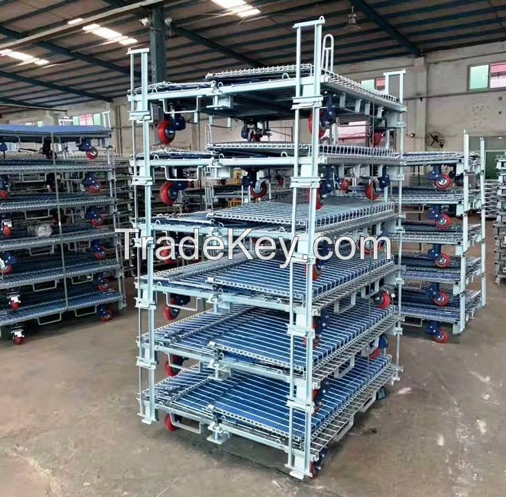 Foldable collapsible stackable wire mesh container Storage Logistic Transportation Cage Box Stillage customized Top Cover, Interlayer, Casters, Brackets, Tractor, Pallet Base