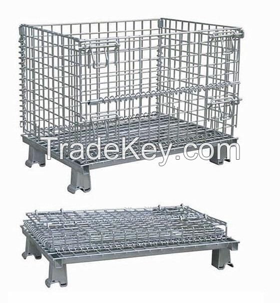 Foldable collapsible stackable wire mesh container Storage Logistic Transportation Cage Box Stillage