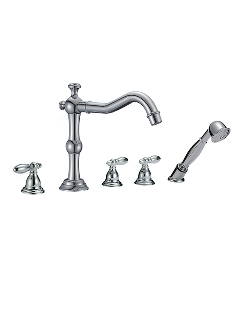 Wide Spread Bath Faucet with Hand-held Shower Head