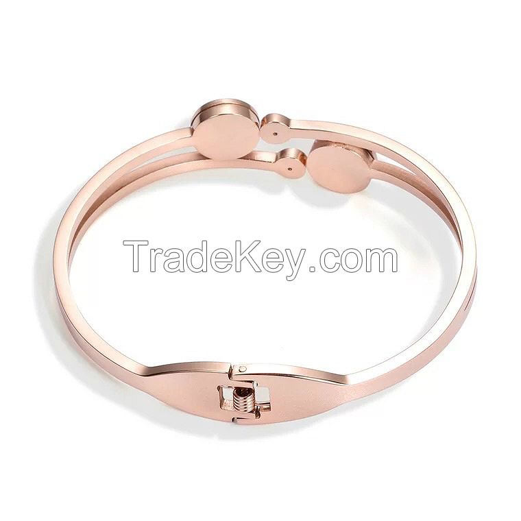 Titanium Steel Rose Gold Plated Bangles Tree Image Friendship Bangles