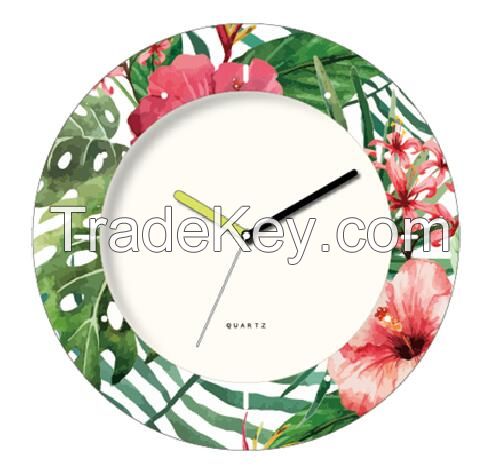 Flowers plastic wall clock