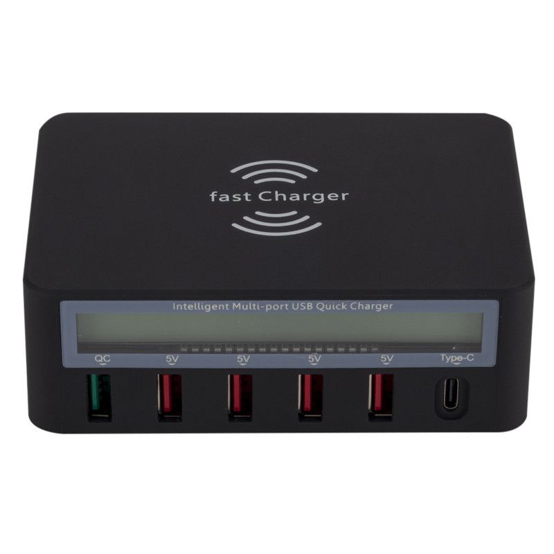 Tenee 818PF PD, multi-port USB and wireless charger with LED Screen