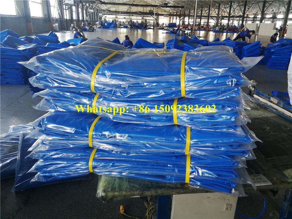 PE tarpaulin waterproof covers coated fabric blue/white 4x5m