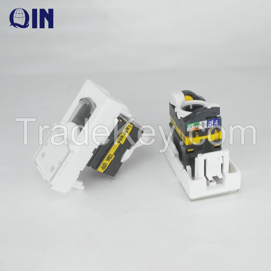 76566 8P8C FTP Modular Jack with 45*45mm Faceplate Goldplated Toolless French type RJ45 Cat6 FTP Keystone Jack