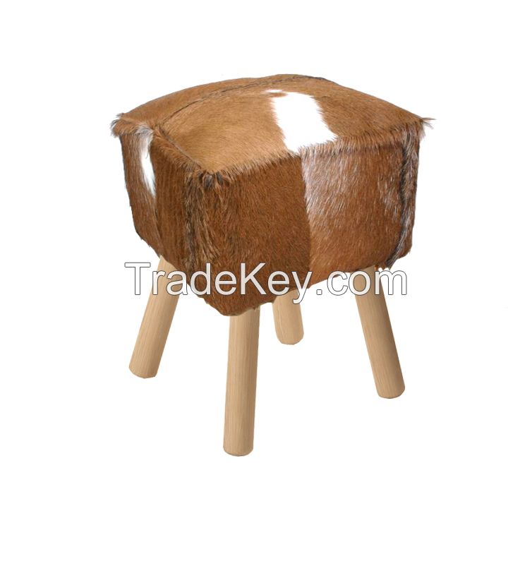 Stool with Goat Skin Leather