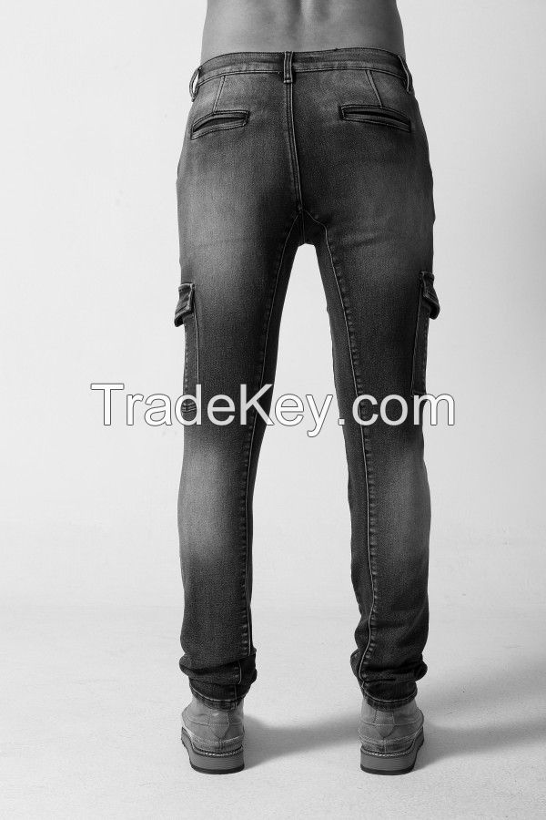 Men's slim black cargo pant