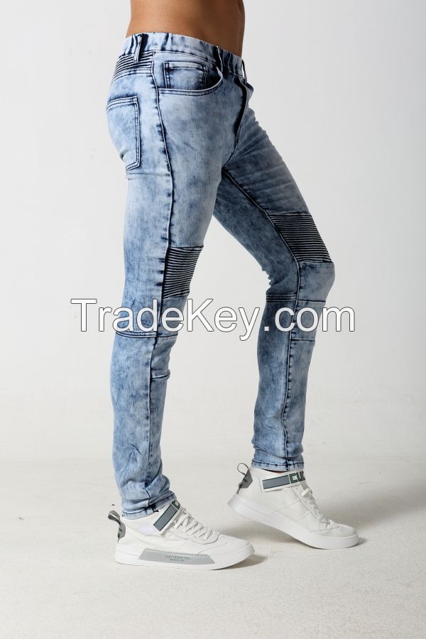 Men's light skinny biker denim jogger