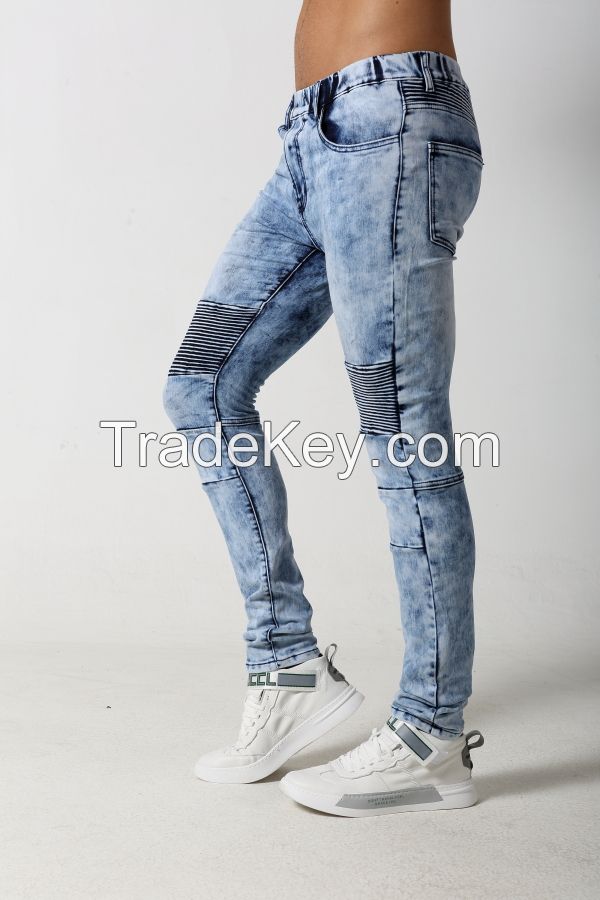 Men's light skinny biker denim jogger