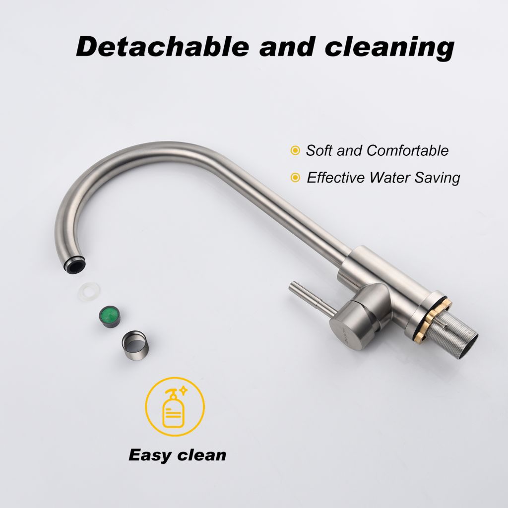 Classic High Arc Single Handle Stainless Steel Kitchen Sink Faucet-Brushed Nickel