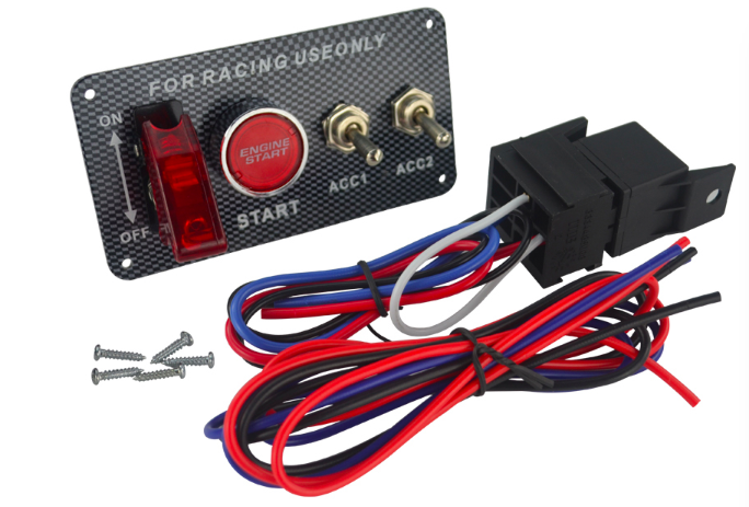 4 in 1 Car 12V Ignition Illuminate Engine Start Kit Button Switch Panel Push