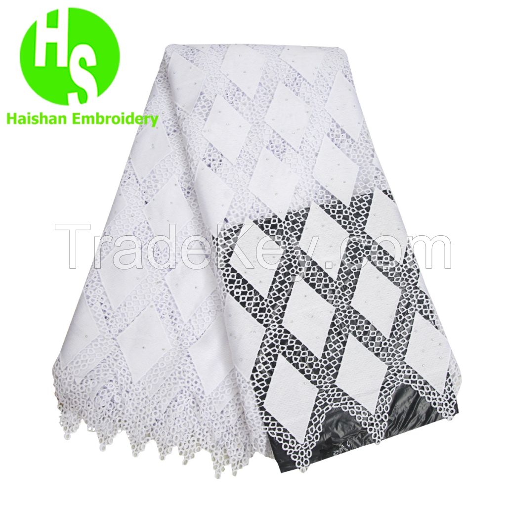 High Quality nigerian Wedding African Lace Fabric Cotton Lace Guipure Cord Lace Fabric for Wedding Party