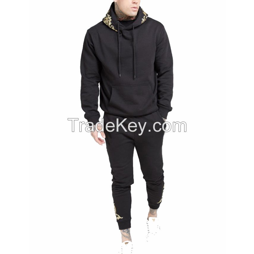 Mens Tracksuit Hoodies Crewneck Joggers Slim Fit Men Hot Sale Workout Trouser  Gym Sweat Pants Fitness Sportswear Customized Black Color Joggers