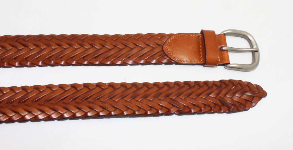 100% full grain leather braided belts with metal pin buckle