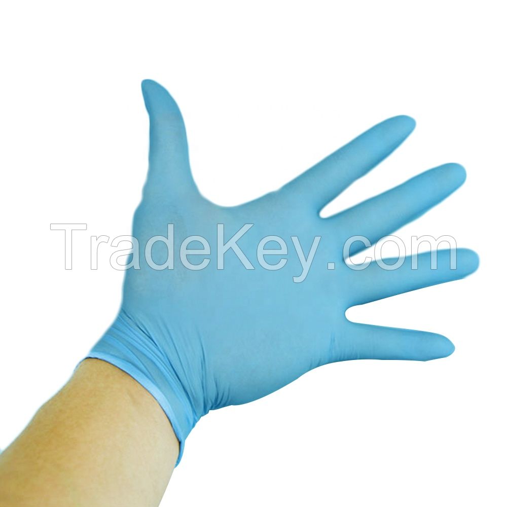 Disposable powdered free blue nitrle gloves for medical use 