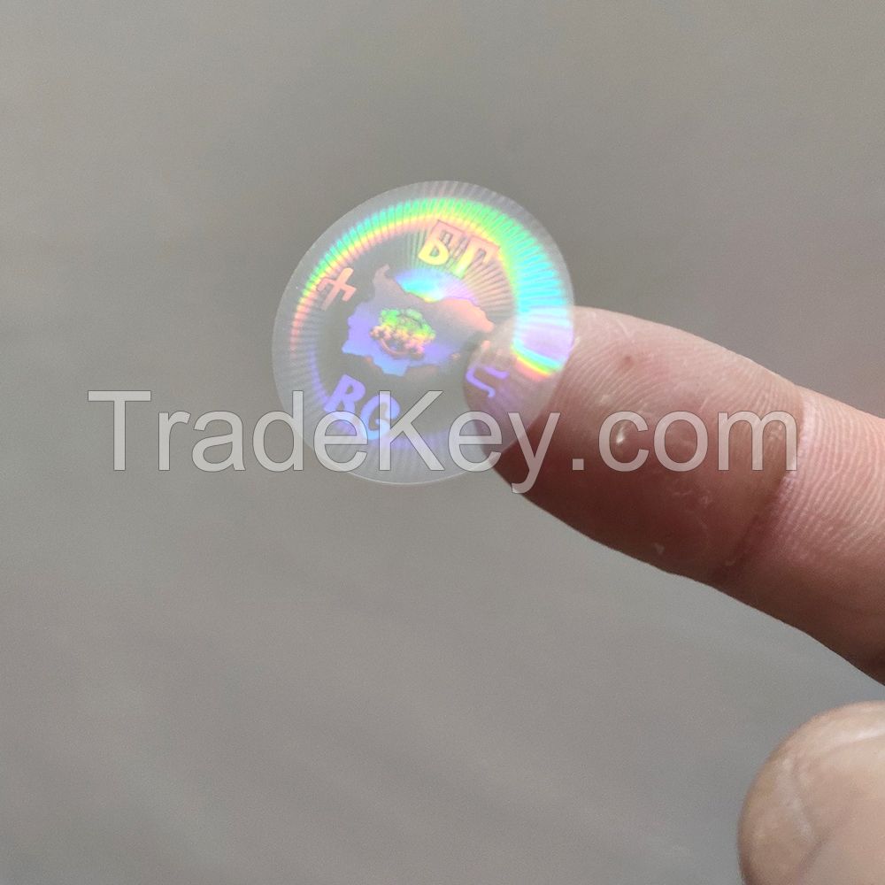 Anti-Counterfeiting Transparent Round Overlay Hologram Sticker with Custom Logo