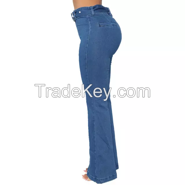 Straight-leg jeans women plus velvet w autumn and winter high-waisted thin and wild loose wide-leg nine-point cigarette pants