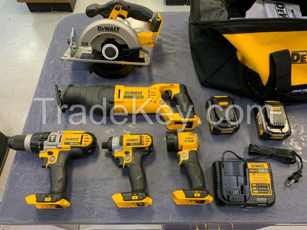  For New DEWALT 20V 20 Volt XR Drill, recip, flashlight , battery set