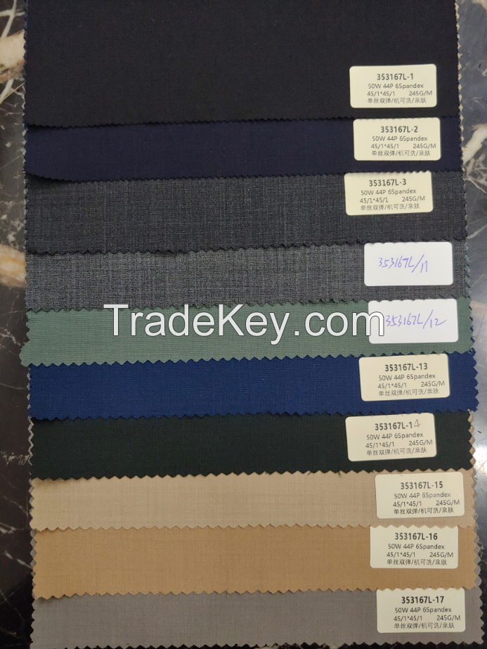 High quality wool/polyster/spandex mixed fabric for suits